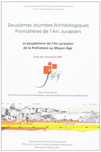 Couverture du livre « Deuxièmes journees archéologiques frontalières de l'Arc Jurassien : le peuplement de l'Arc Jurassien, de la Préhistoire au Moyen âge » de Belet-Gonda Cecile aux éditions Pu De Franche Comte