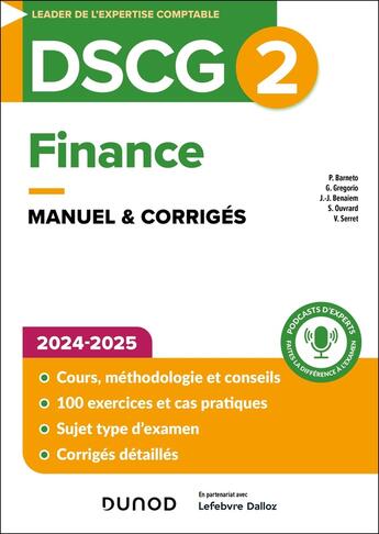 Couverture du livre « DSCG 2 - Finance - Manuel - 3e éd. » de Pascal Barneto et Georges Gregorio et Vanessa Serret et Stephane Ouvrard et Jean-Jacques Benaiem aux éditions Dunod