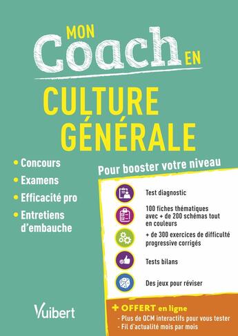 Couverture du livre « Mon coach en culture générale ; pour booster votre niveau » de  aux éditions Vuibert