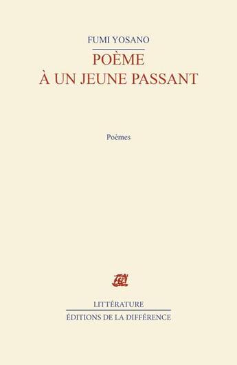 Couverture du livre « Poeme a un jeune passant » de Yosano Fumi aux éditions La Difference