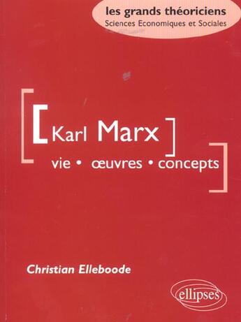 Couverture du livre « Marx karl - vie, oeuvres, concepts » de Christian Elleboode aux éditions Ellipses