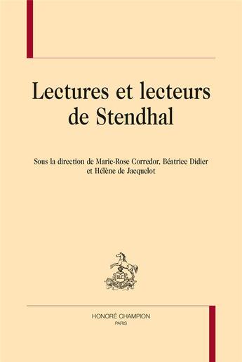 Couverture du livre « Lectures et lecteurs de Stendhal » de  aux éditions Honore Champion