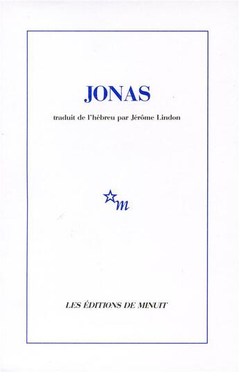 Couverture du livre « Jonas » de Jerome Lindon aux éditions Minuit