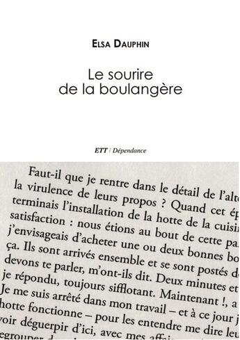 Couverture du livre « Le sourire de la boulangère » de Elsa Dauphin aux éditions Territoires Temoins