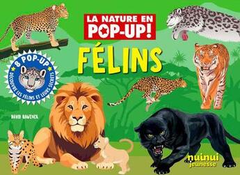 Couverture du livre « La nature en pop up - Félins » de David Hawcock aux éditions Nuinui Jeunesse