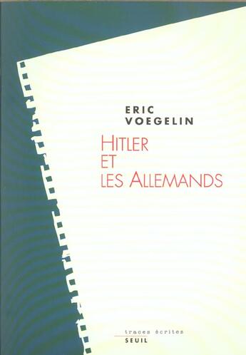 Couverture du livre « Hitler et les allemands » de Eric Voegelin aux éditions Seuil