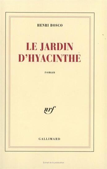 Couverture du livre « Le jardin d'Hyacinthé » de Henri Bosco aux éditions Gallimard