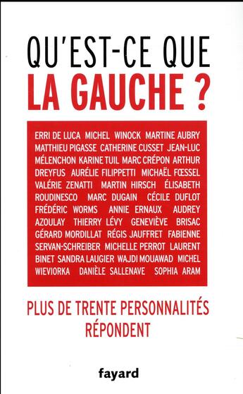 Couverture du livre « Qu'est-ce que la gauche ? » de  aux éditions Fayard