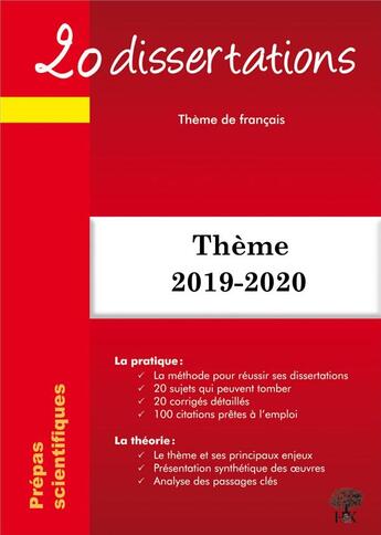 Couverture du livre « 20 dissertations ; thème de français ; prépas scientifiques (édition 2019/2020) » de Geraldine Deries aux éditions H & K