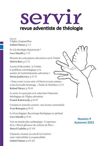 Couverture du livre « Servir N°9 : Revue adventiste de théologie » de Monet Gabriel aux éditions Campus Adventiste