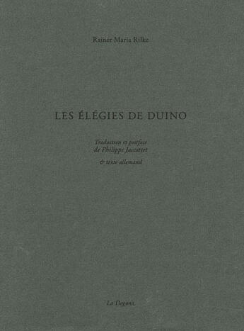 Couverture du livre « Les élégies de Duino » de Rainer Maria Rilke aux éditions Dogana