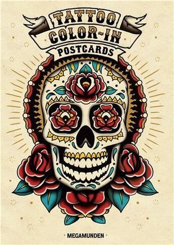 Couverture du livre « Tattoo Colour-In Postcards /Anglais » de Megamunden aux éditions Laurence King