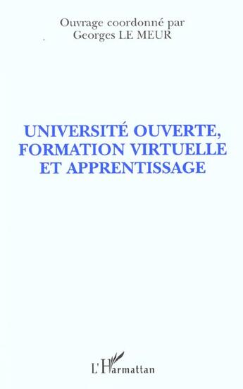 Couverture du livre « Universite ouverte, formation virtuelle et apprentissage » de  aux éditions L'harmattan