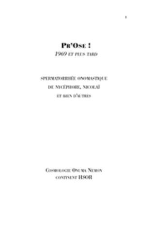 Couverture du livre « Pr'ose, chant 1 » de Onuma Nemon aux éditions Publie.net