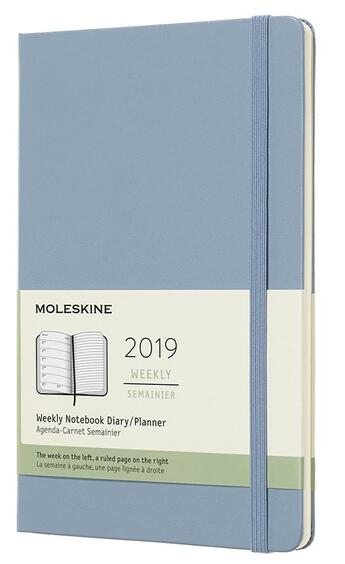 Couverture du livre « Agenda semainier grand format bleu cendre rigide (édition 2019) » de  aux éditions Moleskine
