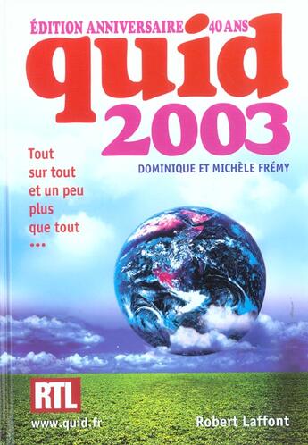 Couverture du livre « Quid 2003 » de Dominique Fremy et Michele Fremy aux éditions Quid
