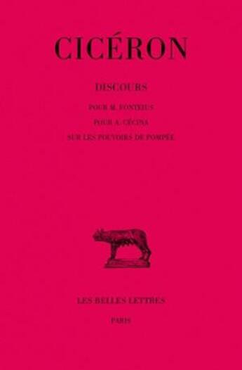 Couverture du livre « Discours Tome 7 » de Ciceron aux éditions Belles Lettres