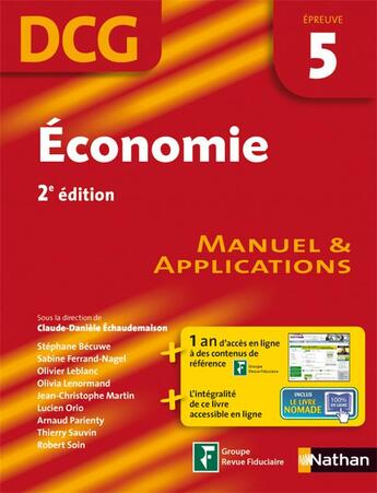 Couverture du livre « Économie ; épreuve 5 ; DCG ; élève 2012 » de  aux éditions Nathan