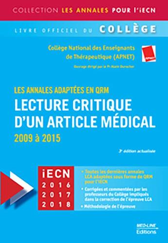 Couverture du livre « Les annales adaptées en QRM ; lecture critique d'un article médical, 2009-2015 » de  aux éditions Med-line