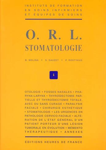 Couverture du livre « Orl stomatologie » de Molina/Sauz/Ros aux éditions Heures De France