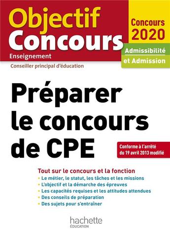 Couverture du livre « Preparer le concours de cpe 2020 » de Woycikowska/Szoc aux éditions Hachette Education