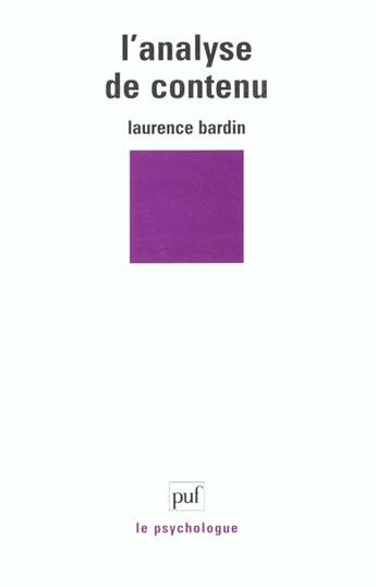 Couverture du livre « L'analyse de contenu » de Laurence Bardin aux éditions Puf