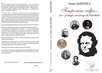 Couverture du livre « Temporum culpa » de Anna Jasinska aux éditions La Compagnie Litteraire