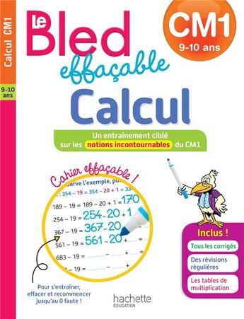 Couverture du livre « Bled effacable calcul cm1 » de Neumayer/Razet aux éditions Hachette Education