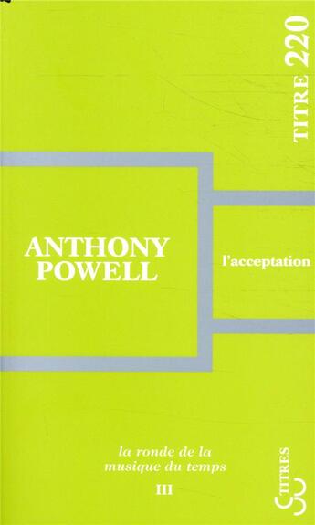 Couverture du livre « L'acceptation » de Powell Anthony aux éditions Christian Bourgois