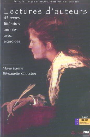 Couverture du livre « Lectures d'auteurs - 45 textes litteraires avec exercices » de Chovelon-Barthe aux éditions Pu De Grenoble