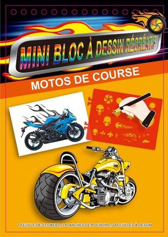 Couverture du livre « Motos de course ; mini bloc à dessin récréatif » de  aux éditions Cerise Bleue