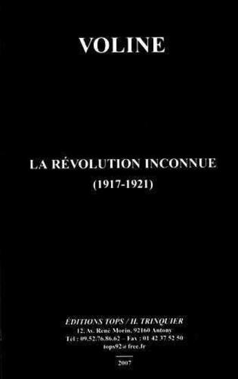 Couverture du livre « La revolution inconnue (1917-1921) (ned 2013) » de Voline aux éditions Tops