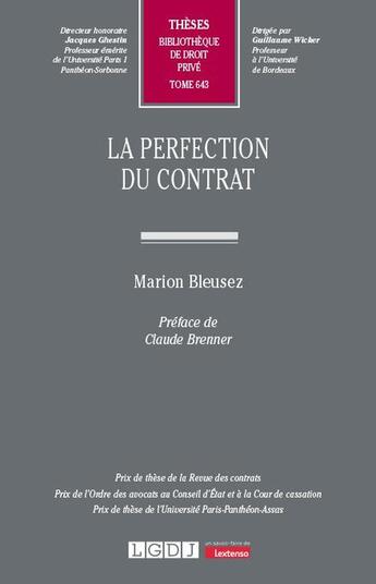 Couverture du livre « La perfection du contrat » de Marion Bleusez aux éditions Lgdj