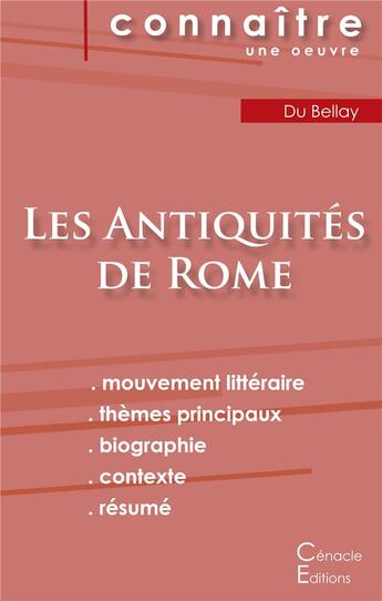 Couverture du livre « Fiche de lecture Les Antiquités de Rome de Joachim du Bellay » de Joachim Du Bellay aux éditions Editions Du Cenacle