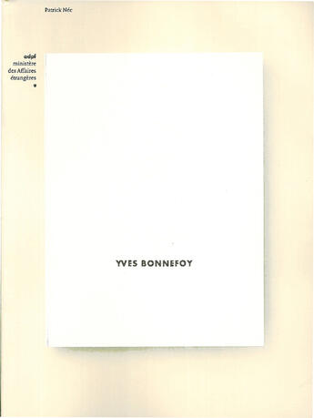 Couverture du livre « Yves Bonnefoy » de Patrick Nee aux éditions Culturesfrance