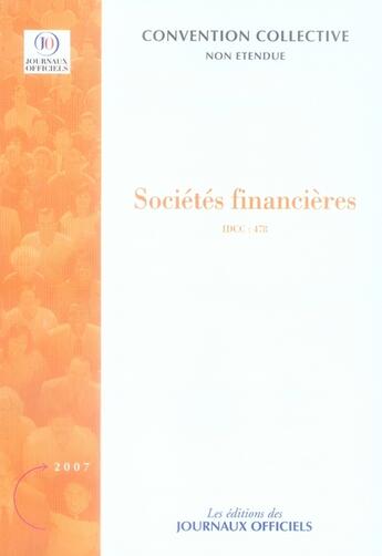 Couverture du livre « Sociétés financières » de  aux éditions Direction Des Journaux Officiels