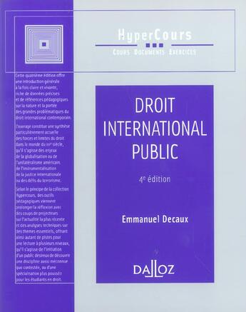 Couverture du livre « Droit International Public » de Emmanuel Decaux aux éditions Dalloz