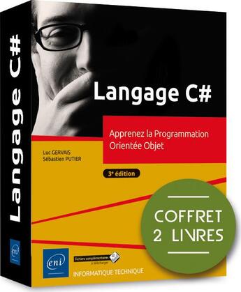 Couverture du livre « Langage C# ; coffret de 2 livres : apprenez la Programmation Orientée Objet (3e édition) » de Luc Gervais et Sebastien Putier aux éditions Eni