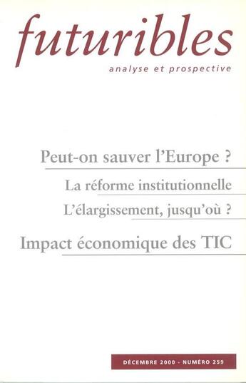 Couverture du livre « PEUT-ON SAUVER L'EUROPE ? » de Salomon/Drevet/Cette aux éditions Futuribles