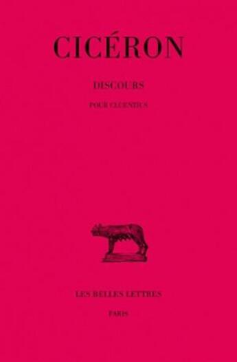 Couverture du livre « Discours Tome 8 » de Ciceron aux éditions Belles Lettres