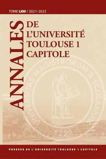 Couverture du livre « Annales de l'universite toulouse 1 capitole tome lxiii - tome 63 » de  aux éditions Putc