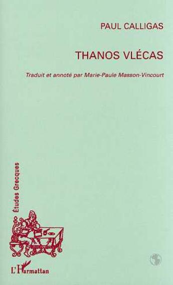 Couverture du livre « Thanos Vlécas » de Paul Calligas aux éditions L'harmattan