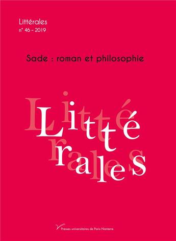 Couverture du livre « Sade: roman et philosophie (n 46) » de Fabrice Moulin aux éditions Pu De Paris Nanterre