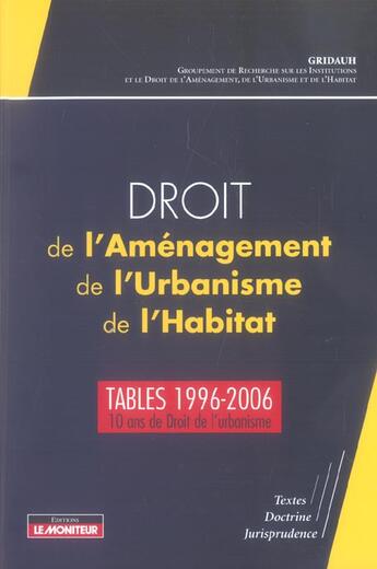 Couverture du livre « Droit de l'amenagement, de l'urbanisme, de l'habitat - tables 1996-2006 » de Groupement De Recher aux éditions Le Moniteur