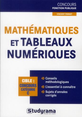 Couverture du livre « Mathématiques et tableaux numériques » de Vincent Pernet aux éditions Studyrama