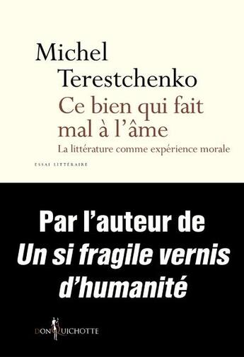 Couverture du livre « Ce bien qui fait mal à l'âme ; la littérature comme expérience morale » de Michel Terestchenko aux éditions Don Quichotte