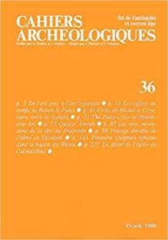 Couverture du livre « Cahiers Archéologiques n.36 » de Cahiers Archeologiques aux éditions Picard