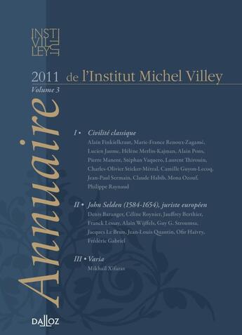 Couverture du livre « L'annuaire de l'institut Michel Villey t.3 » de  aux éditions Dalloz