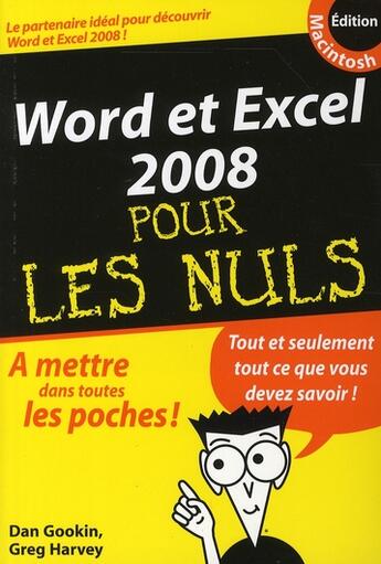 Couverture du livre « Word et Excel 2008 Mac pour les nuls » de Tom Negrino aux éditions First Interactive