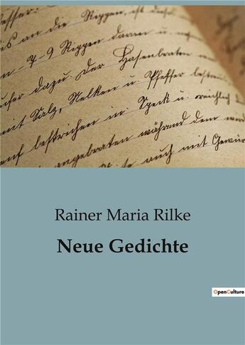 Couverture du livre « Neue Gedichte » de Rainer Maria Rilke aux éditions Culturea